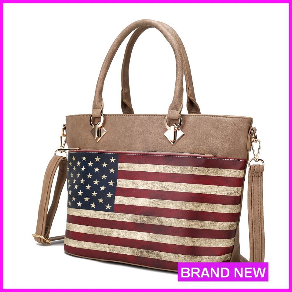 Vegan Leather Tote Crossbody Bag Structured Top Handle Gold Accents Chic
